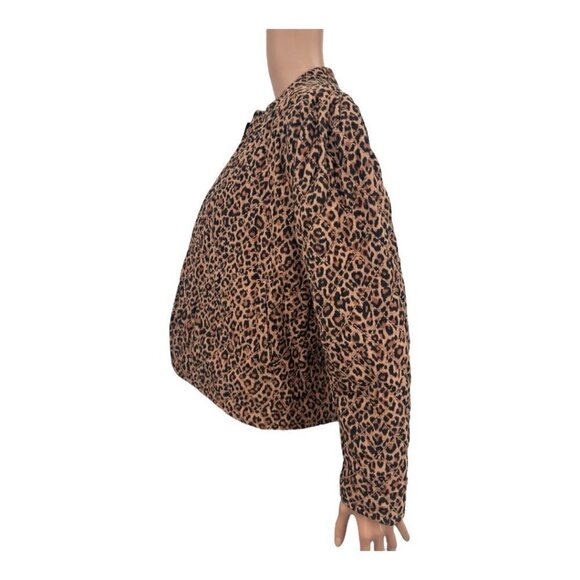 Something Navy Leopard Black Reversible Quilted Jacket NWT - Picture 4 of 14